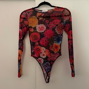Forever21 Floral Mesh Bodysuit - Size M